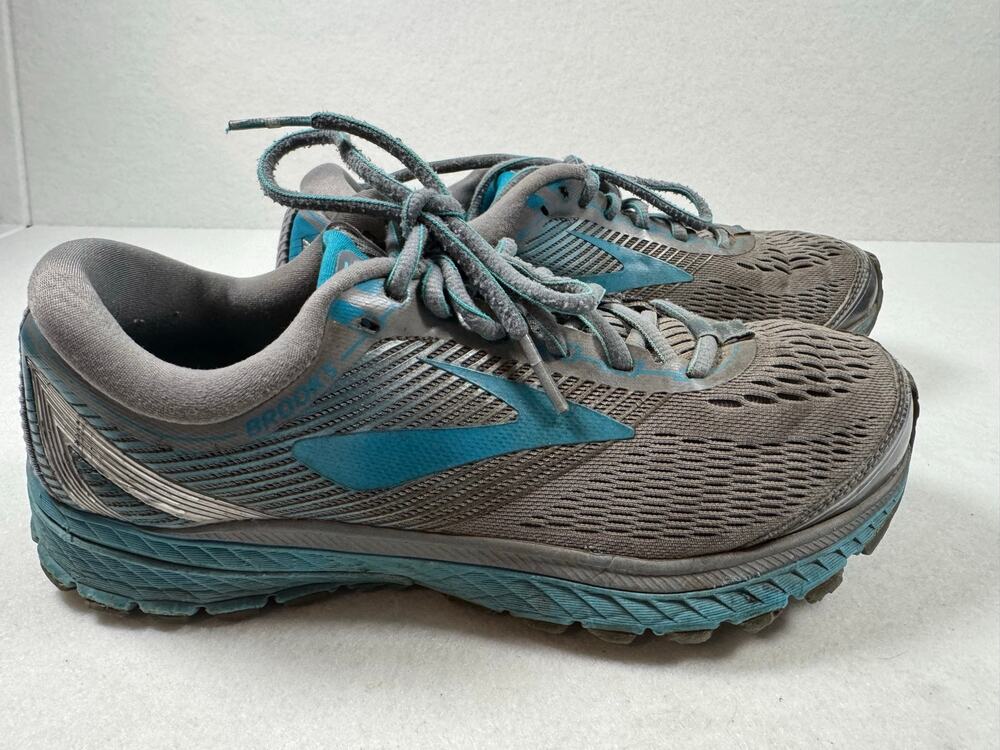 Brooks Ghost 10 Women's Road Running Shoes Sneakers Gray Aqua Blue 10.5D Wide